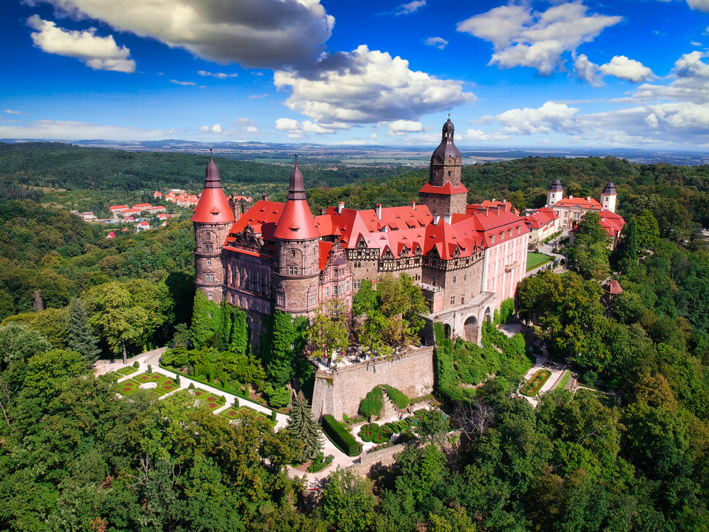 Dolny Śląsk – widok na zamek Książ na Pogórzu Wałbrzyskim